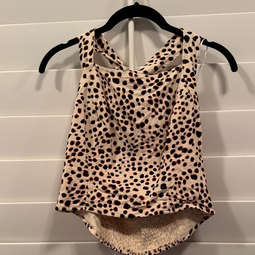 I.N.C. cheetah print halter top with cinched back